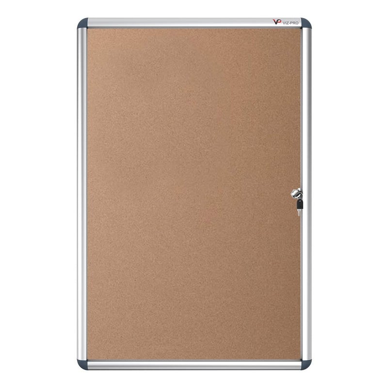 VIZ-PRO Tamperproof Lockable Cork Noticeboard Class 1 Aluminium Framed 36x24 Inches - Image 2